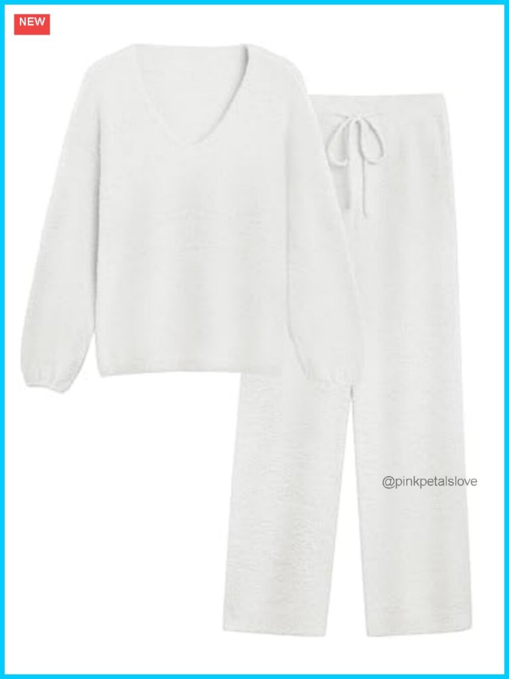 Womens Two Piece Sweater Set Fuzzy Fleece Loungewear wide Leg